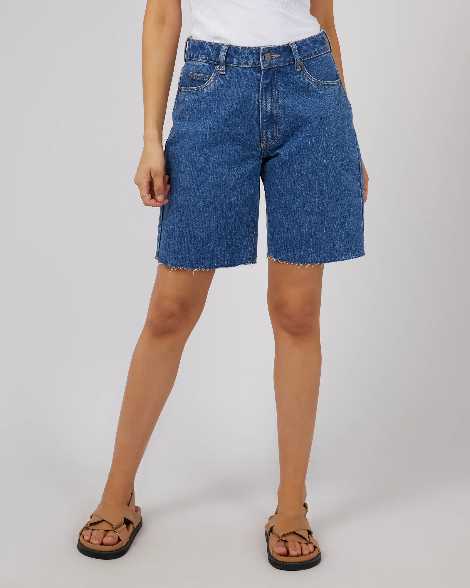 Blugi albastri scurti pentru femei, 4 buzunare, XL - 42 [3]