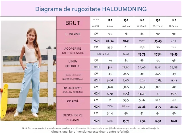 Blugi kaki largi pentru fete 13/14 ani, talie inalta, buzunare, marime 160 [4]