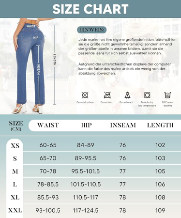 Blugi albastri elastici, drepti pentru femei, 4 buzunare, XL [5]