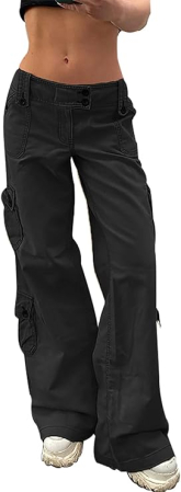 PANTALONI BARBATI - Blugi negri largi pentru femei, buzunare, negru M