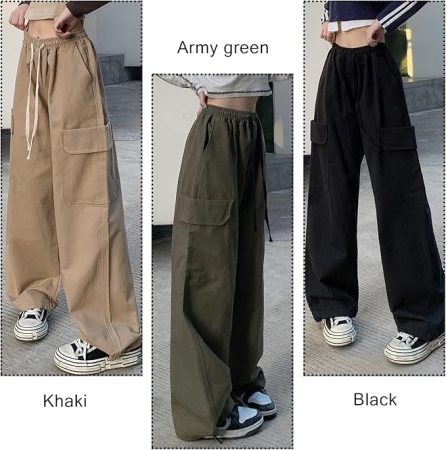 Pantaloni largi, respirabili, pentru uz zilnic, verde inchis L [5]