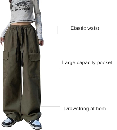 Pantaloni largi, respirabili, pentru uz zilnic, verde inchis XL [4]
