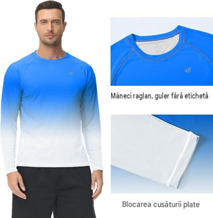 Bluză Bărbați Huayuzh UPF 50+, Mânecă Lungă, Uscare Rapidă, Înot și Surfing, S [5]