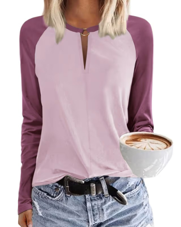 Bluze dama - Bluza violet, lejera pentru femei, cu maneci lungi, L