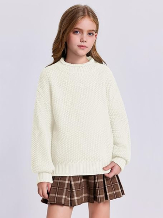 Bluza alba lejera, pentru copii, cu maneci lungi, pulover casual 6 ani [1]