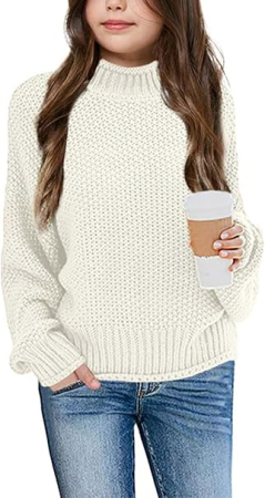 Bluze copii - Bluza alba lejera, pentru copii, cu maneci lungi, pulover casual 6 ani