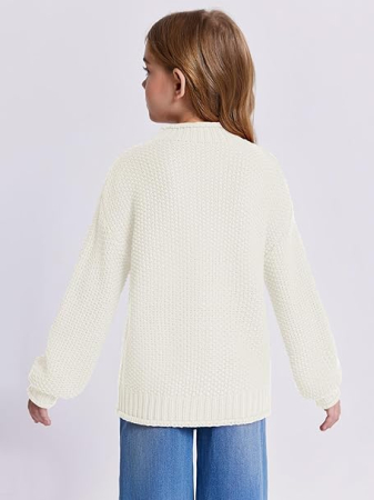 Bluza alba lejera, pentru copii, cu maneci lungi, pulover casual 6 ani [4]