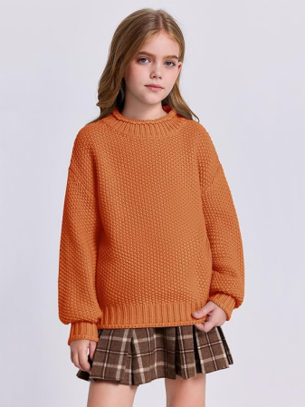 Bluza maro lejera, pentru copii, cu maneci lungi, pulover casual 13-14 ani [1]