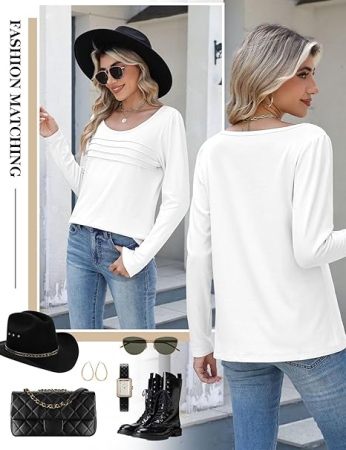 Bluza alba lejera pentru femei, cu maneci lungi, M [2]