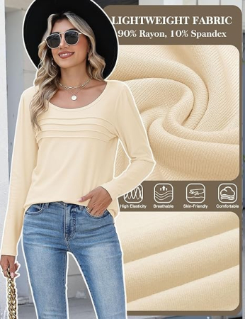Bluza bej lejera pentru femei, cu maneci lungi, L [4]
