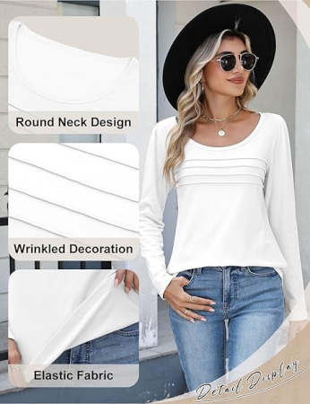 Bluza alba lejera pentru femei, cu maneci lungi, M [3]