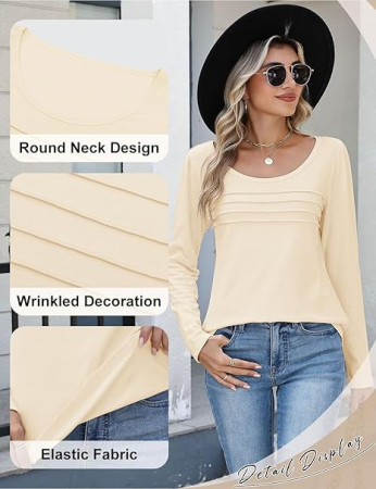 Bluza bej lejera pentru femei, cu maneci lungi, L [2]
