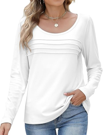 Bluze dama - Bluza alba lejera pentru femei, cu maneci lungi, M
