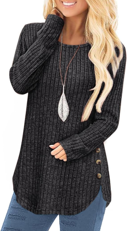 Bluze dama - Bluza gri lejera pentru femei, Pulover tricotat cu torsade, cu maneci lungi, S
