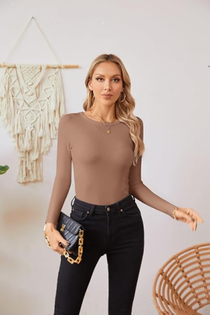 Bluză kaki Damă Tricotată, Mâneci Lungi, Decolteu Rotund, Slim Fit, XL [3]