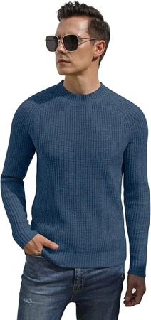 Bluza albastrudeschis casual respirabila pentru barbati, pulover tricotat, XL [5]
