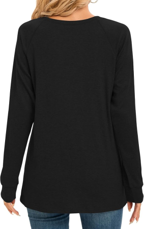 Bluză neagra de Damă Oversized cu Mâneci Lungi, Guler Rotund, Dungi și Color Block, Croi Lejer, M [1]