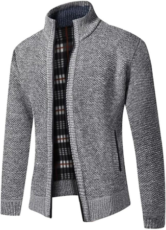 Bluza gri lejera pentru barbati, cu maneci lungi, hanorac cu fermoar M [1]