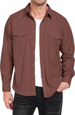 Camasi barbati - Camasa maro lejera pentru barbati, cu maneci lungi si buzunare 4XL