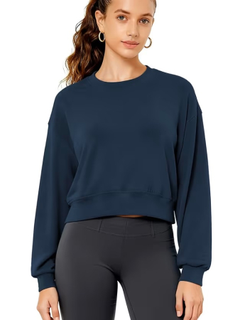 Bluze dama - Bluza albastra lejera pentru femei, cu maneci lungi, XS