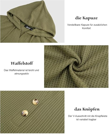 Bluza verde texturata larga, cu maneci lungi, decolteu V cu nasturi 2XL [4]