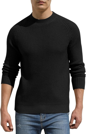 Bluze barbati - Bluza neagra casual respirabila pentru barbati, pulover tricotat, L