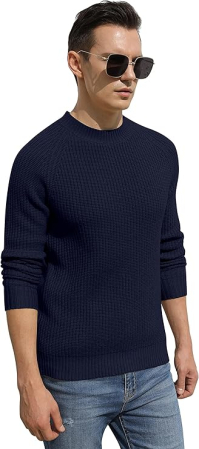 Bluza albastru inchis casual respirabila pentru barbati, pulover tricotat, XL [4]