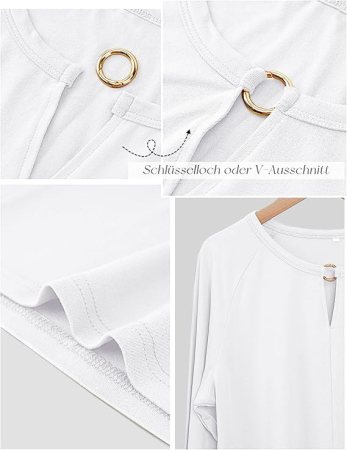 Bluza alba lejera pentru femei, cu maneci lungi, M [2]