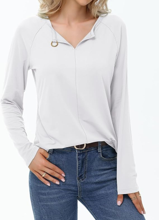 Bluza alba lejera pentru femei, cu maneci lungi, L [1]