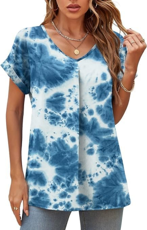 Bluză albastra Damă Yommay din Șifon, Decolteu în V, Mânecă Scurtă, Elegantă, Vară, 3XL [1]