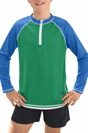 Bluze copii - Bluza de inot pentru copii, maneca lunga, respirabila protectie UV, albastru/ verde 120