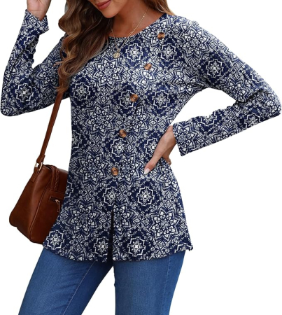 Bluza eleganta lejera pentru femei, maneca lunga, decolteu rotund M [1]