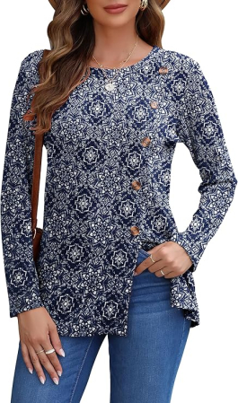 IMBRACAMINTE - Bluza eleganta lejera pentru femei, maneca lunga, decolteu rotund M