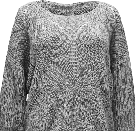 Pulover gri Damă Snowflake, bluza Mărimea L, Oversized, Mâneci Batwing, Color Block [5]