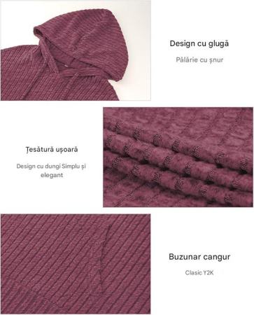 Bluza rosie lejera pentru femei, Pulover tricotat cu maneci lungi, M [5]