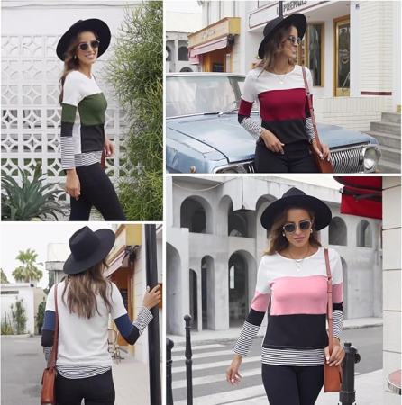 Bluza colorata lejera pentru femei, cu maneci lungi, 2XL [5]