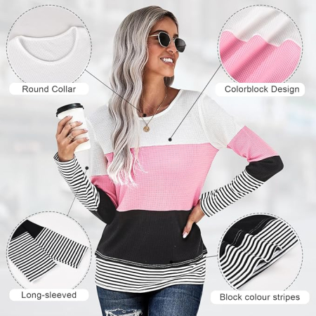 Bluza colorata lejera pentru femei, cu maneci lungi, 2XL [2]