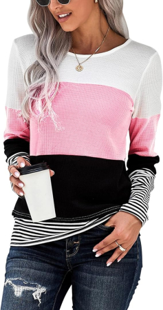 Bluze dama - Bluza colorata lejera pentru femei, cu maneci lungi, 2XL