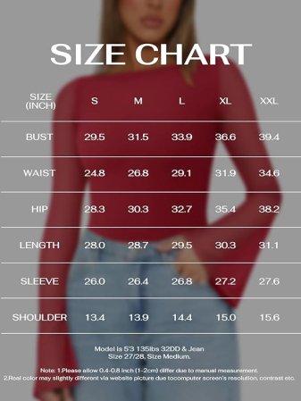 Bluza pe corp, body cu mânecă lungă pentru femei, rosu M [5]