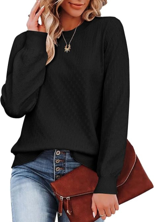 BLUZE FEMEI - Bluza larga, cu mânecă lungă pentru femei, neagra S