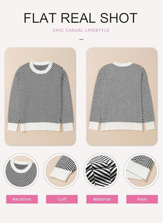 Bluza larga cu maneci lungi, alba cu dungi negre 2XL [4]