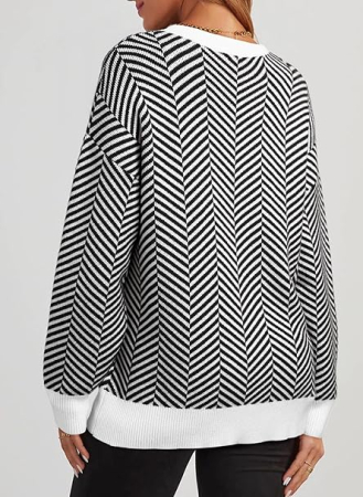 Bluza larga cu maneci lungi, alba cu dungi negre 2XL [5]