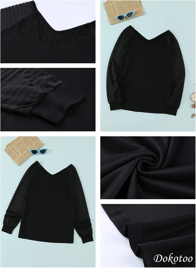 Bluza larga cu maneci lungi, negra cu dungi transparente M [4]