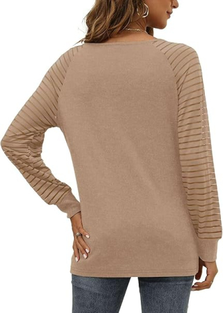 Bluza larga cu maneci lungi, cu fermoar 3/4, maro M [4]