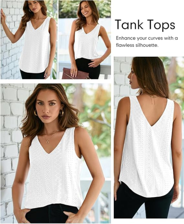 Bluza lejera pentru femei, top fara maneci, Alb XL [4]
