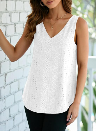 Bluza lejera pentru femei, top fara maneci, Alb XL [3]