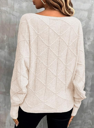 Bluza larga pentru femei, pulover fin tricotat, alb L [2]