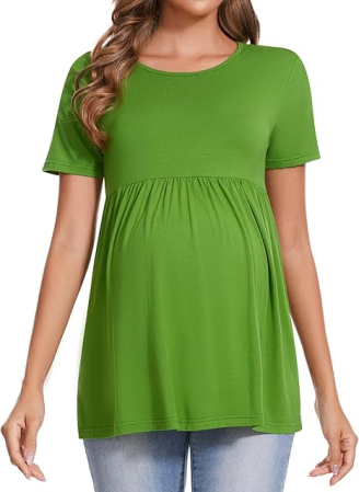 Bluza lejera cu maneca scurta pentru femei insarcinate, verde M [1]