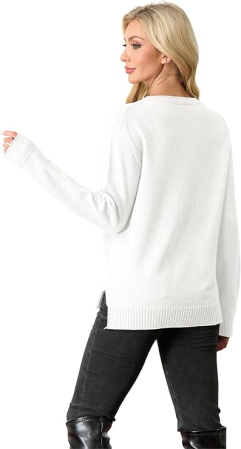 Bluza lejera, cu maneci lungi, pulover pentru femei, alb M [6]