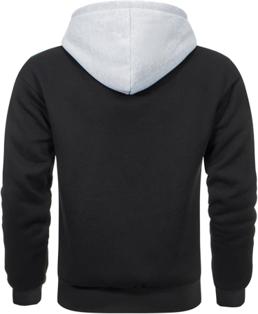Bluza lejera pentru barbati, cu maneci lungi, hanorac negru/gri cu gluga L [4]